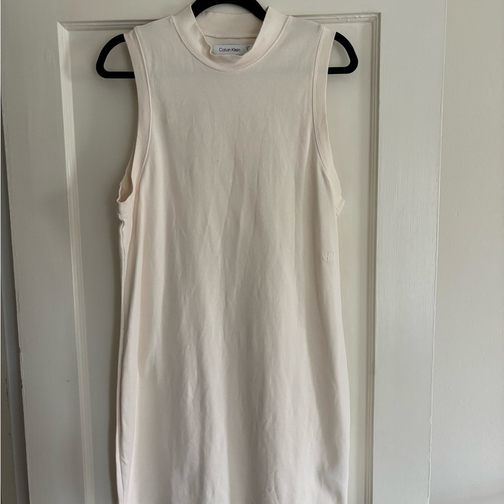 Calvin Klein Sleeveless Cream Dress
